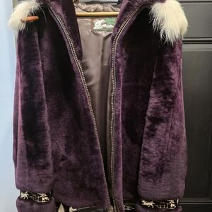 Elegant Purple Fur Ski Jacket